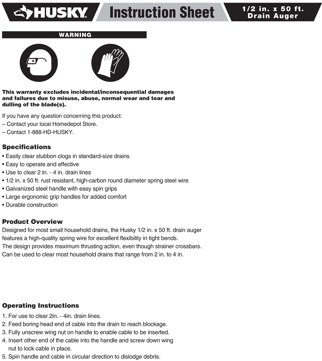 How To Use Husky 1 2 In X 50 Ft Drain Auger Best Drain Photos